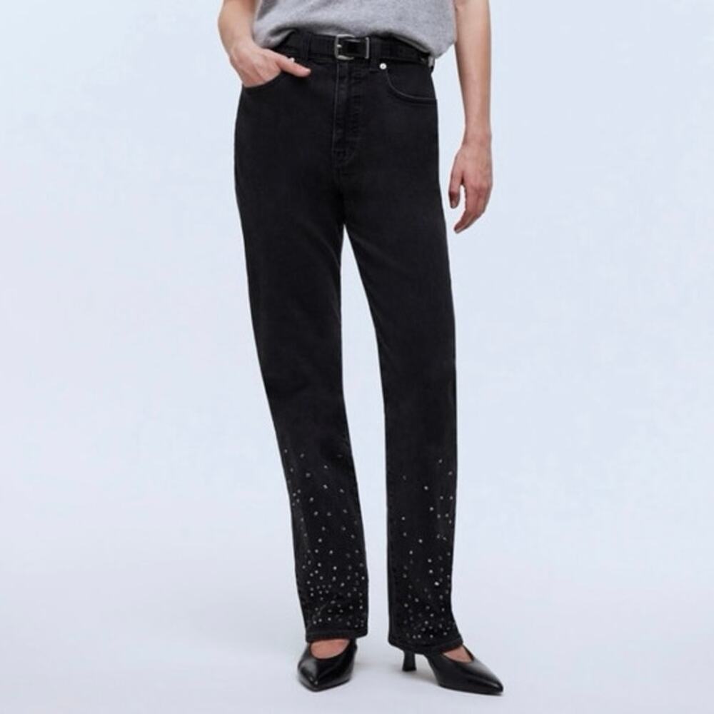 Madewell Limited-Edition Drop The Rhinestone '90s Straight Jean Belmere Wash 25